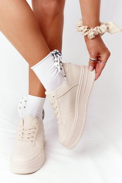 Damskie Sportowe Buty Na Platformie Beżowe This Is Me