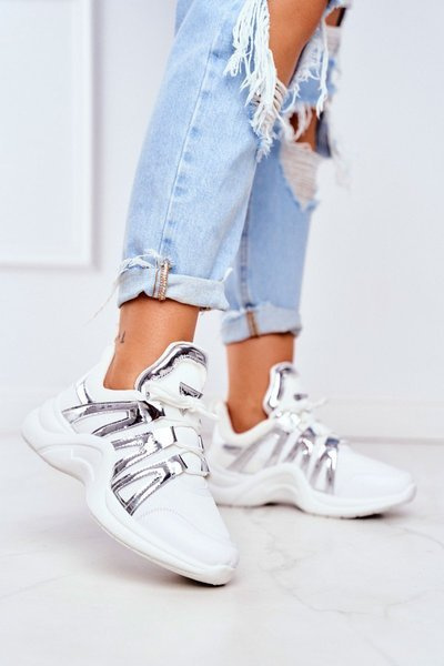 Damskie Sportowe Obuwie Srebrne Wstawki Felter