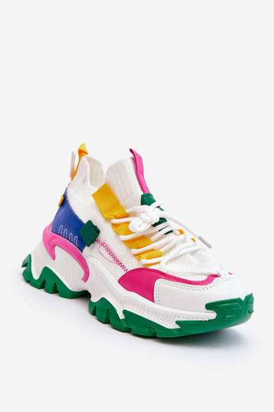 Damskie Sneakersy Skarpetkowe Wsuwane Biało-Zielone Keaton