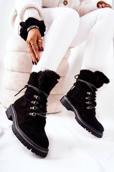 Botki Trapery Ocieplane Czarne Nelby