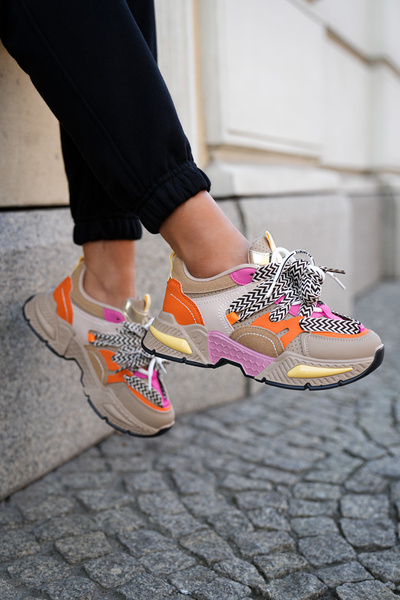 Sneakersy Buty Sportowe Damskie Z Podwójnym Sznurowaniem Khaki Efobell