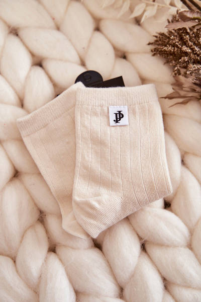 Młodzieżowe Klasyczne Skarpety Prążek Kremowe