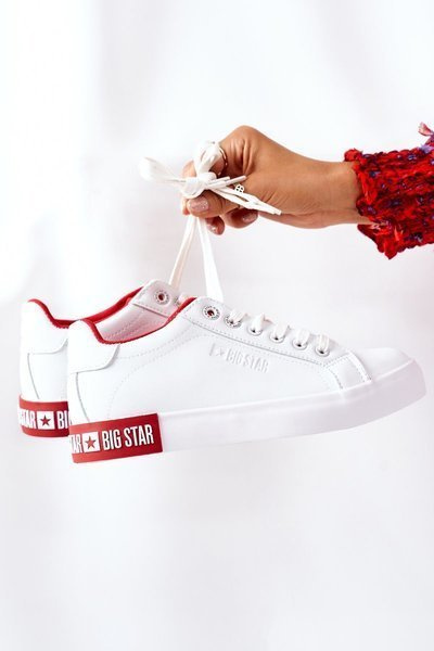 Damskie Skórzane Tenisówki BIG STAR II274032 Biało-Czerwone