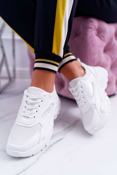 Sportowe Damskie Buty Gruba Podeszwa Białe HighStep