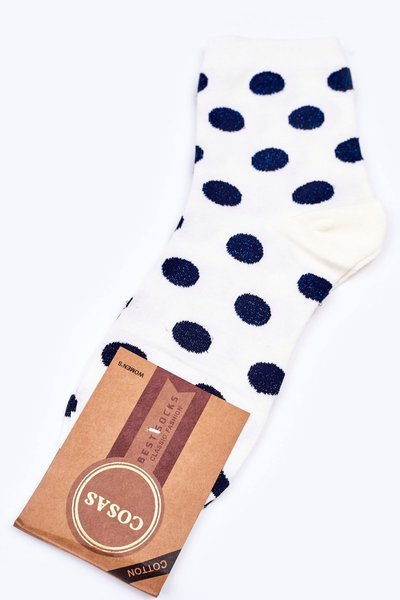 Damskie Bawełniane Skarpetki W Groszki COSAS Białe