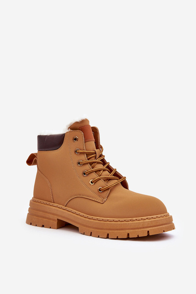 Damskie Trapery Ocieplane Futerkiem Camel Fenan