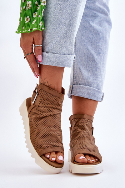 Damskie Sandały Z Cholewką Za Kostkę Camel Adonis