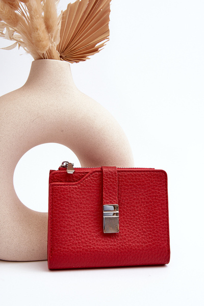 Damski Portfel Portmonetka Z Ekoskóry Czerwony Lazara