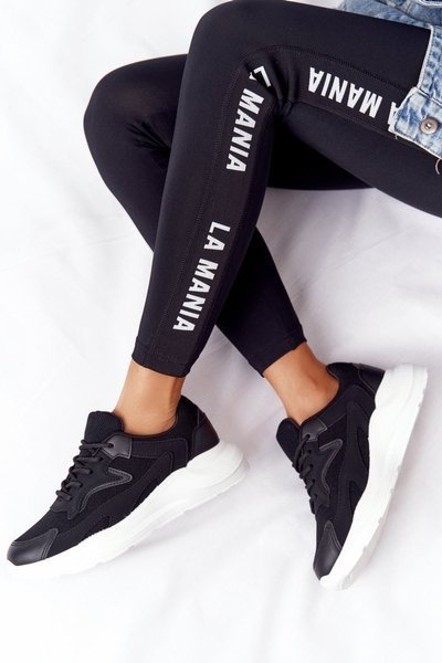 Damskie Sneakersy Na Dużej Podeszwie Czarne Delusion