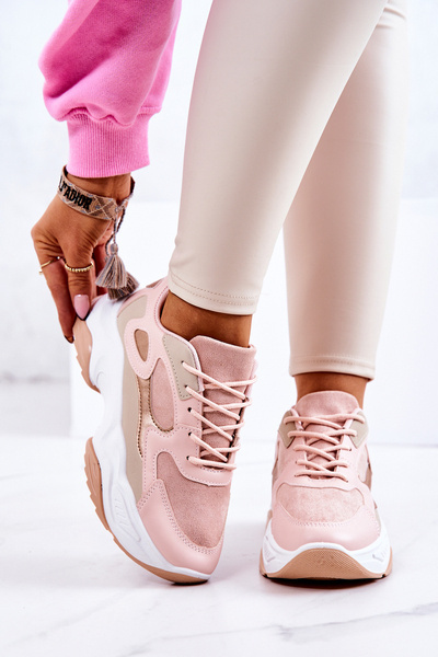 Sportowe Buty Sneakersy Różowe Retroque