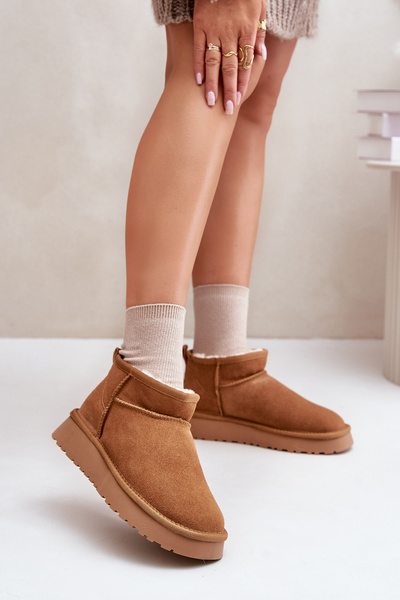 Niskie Zamszowe Śniegowce Skóra Naturalna Vinceza 97950 Camel