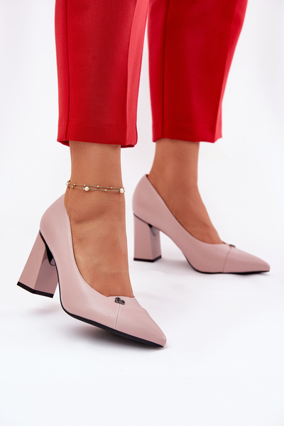 Czółenka Na Słupku Eleganckie Vinceza 62224 Różowe
