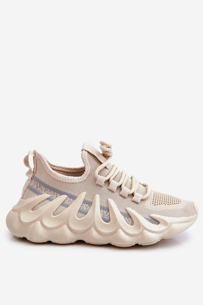 Damskie Modne Skarpetkowe Sneakersy Beżowe Daxo