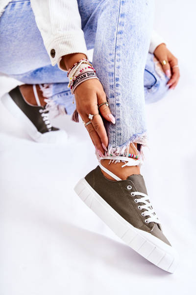 Damskie Trampki Na Platformie Khaki Comes