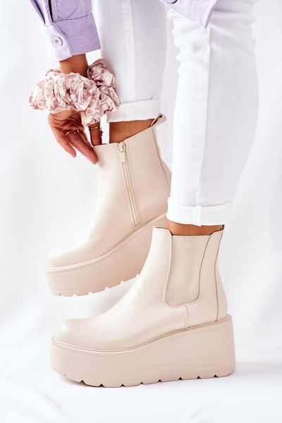 Ocieplane Botki Beżowe Montiano