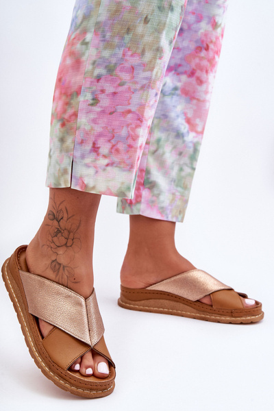 Skórzane Profilowane Klapki Maciejka 04986-29 Brązowe