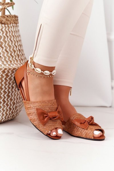 Płaskie Sandały Z Plecionką Lu Boo Camel