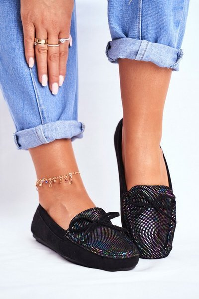 Zamszowe Mokasyny Damskie S.Barski A199 Czarne