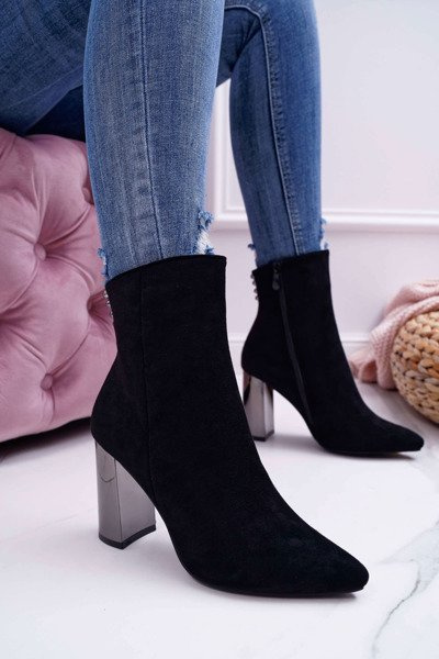 Botki Damskie Na Srebrnym Słupku Czarne Dimmy