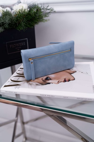 Portfel Damski Duży Niebieski na Zatrzask