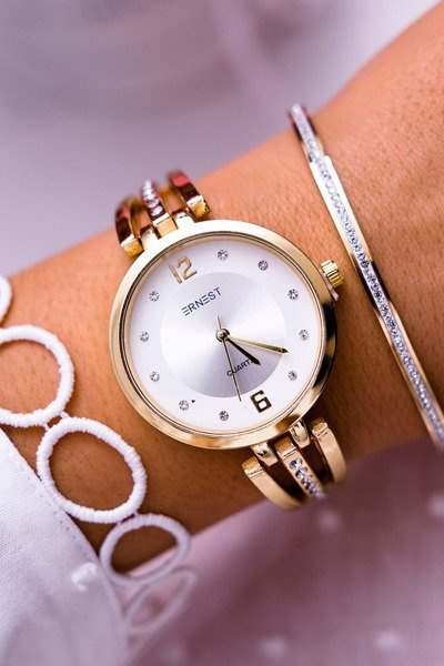 Damski Zegarek Ernest Cyrkonie Złoty Alendi