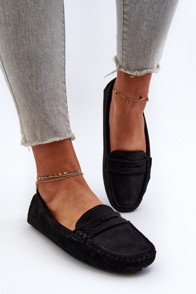 Mokasyny Damskie Eko Zamszowe Czarne Adelmarie