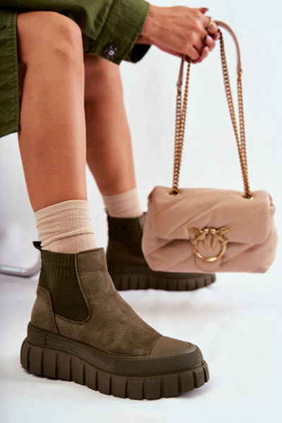 Modne Wsuwane Botki Na Platformie Zielone Jenna