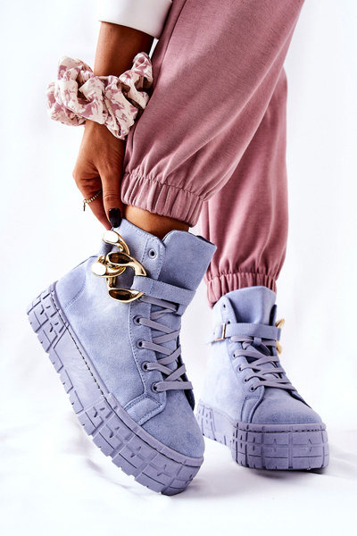 Wysokie Trampki Na Platformie Niebieskie Evenia