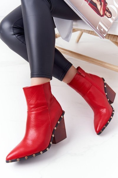 Damskie Kowbojskie Botki Na Obcasie Lu Boo Czerwone