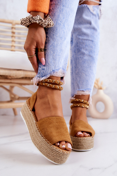 Sandałki Espadryle Na Platformie Camel Jeannie