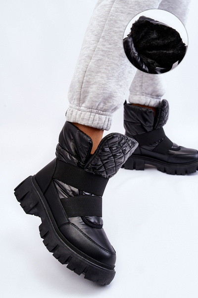 Damskie Botki Z Ociepleniem Czarne Feritos