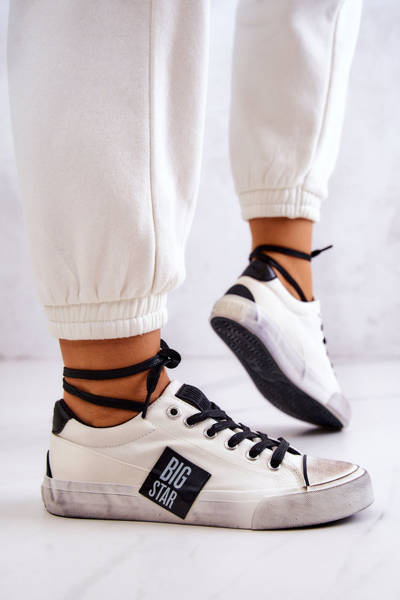 Damskie Tenisówki Trampki BIG STAR JJ274350 Biało-Czarne