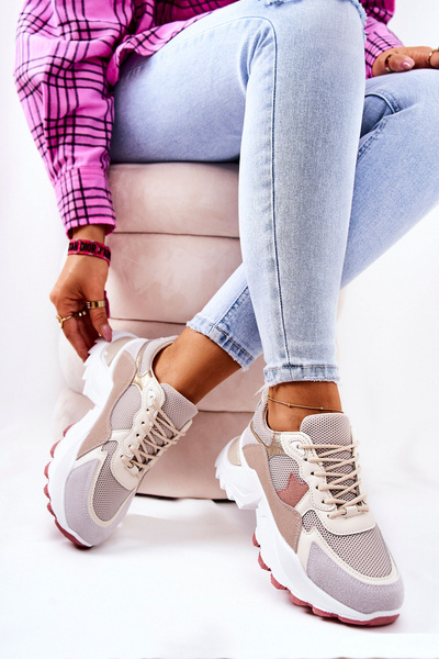 Sportowe Buty Na Platformie Beżowe Alessia