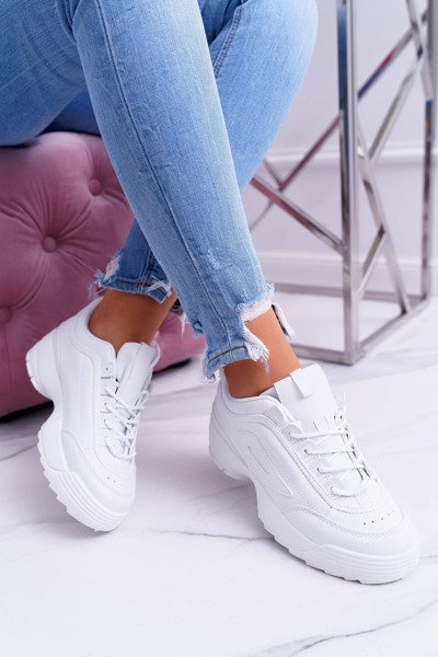 Sportowe Damskie Białe Buty Faqundo