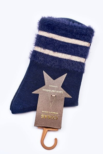 Damskie Bawełniane Skarpetki Z Futerkiem COSAS Granatowe