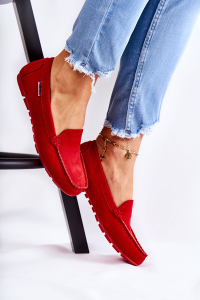 Zamszowe Mokasyny Damskie Czerwone Millare