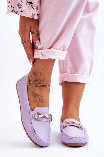 Klasyczne Skórzane Mokasyny Fioletowe Verona