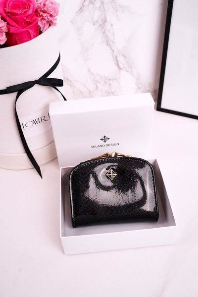 Mały Portfel Podkówka Zapinany Na Bigiel MILANO Ciemno Szary