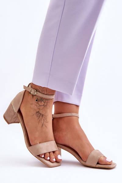 Sandałki Na Stabilnym Obcasie Beżowe Palermo