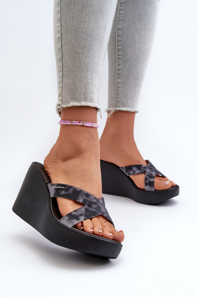 Klapki Damskie Na Koturnie 83520 Ipanema High Fashion Slide Fem Czarne