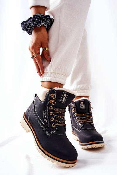 Damskie Trapery Timberki Z Ociepleniem Czarne Tiempo