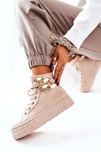 Wysokie Trampki Na Platformie Jasnobeżowe Evenia