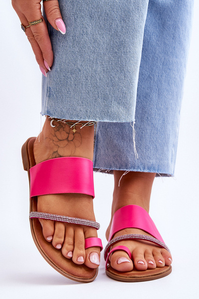 Damskie Klapki Japonki Z Ozdobnym Paskiem Fuksja Sublime