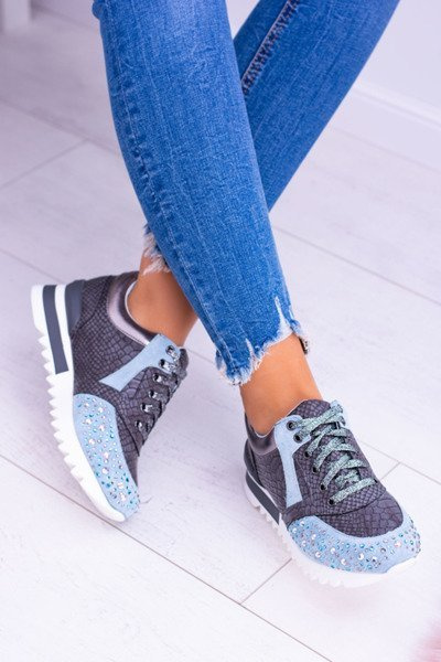 Niebieskie Damskie Obuwie Sportowe Z Cekinami Lu Boo Infinitiale