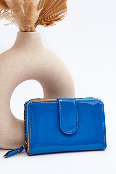 Lakierowany Portfel Damski Niebieski Risima