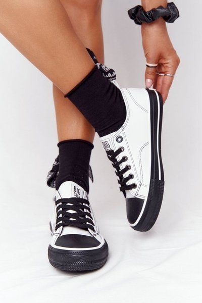 Damskie Skórzane Trampki BIG STAR HH274147 Biało-Czarne