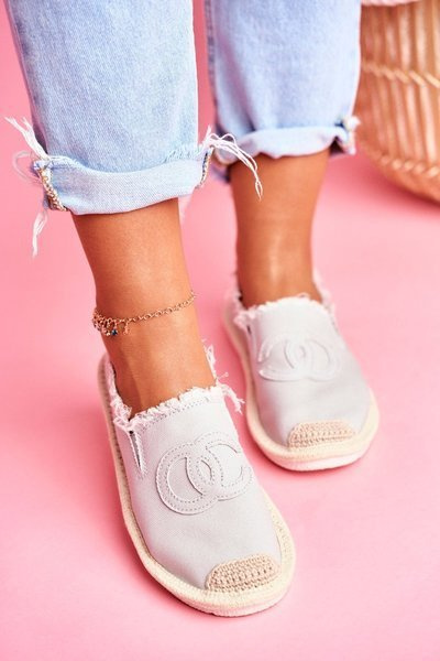 Klasyczne Damskie Espadryle Szare Flaure