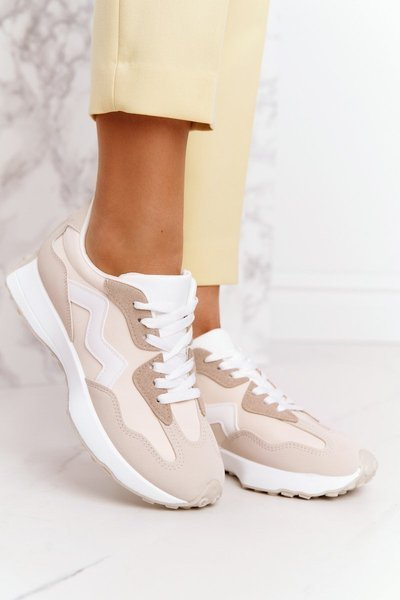 Damskie Sportowe Buty Sneakersy Beżowe Move On
