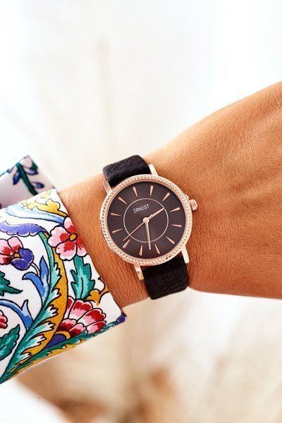 Zegarek Na Skórzanym Pasku Bez Niklu ERNEST Czarny