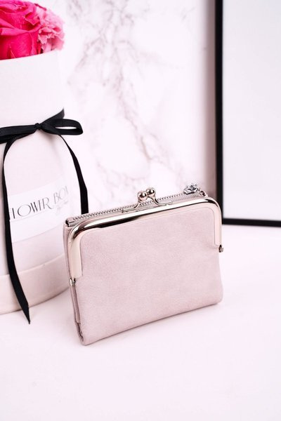 Mały Portfel Damski Zapinany na Bigiel Szary